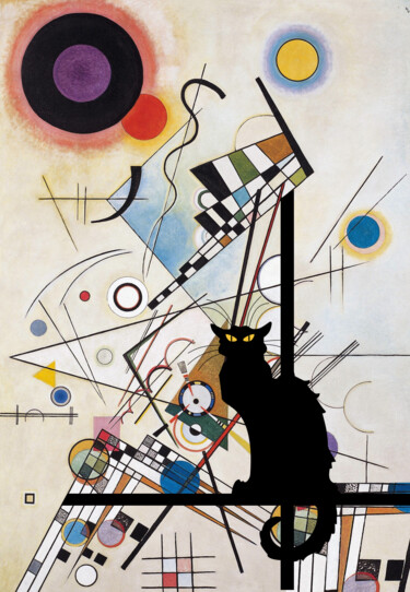 Arte digital titulada "Du chat noir" por Sofialain, Obra de arte original, Collages digitales