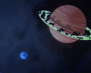 绘画 标题为“Saturne over ! - By…” 由Florence Debertonne-Dassule (FD²), 原创艺术品, 丙烯 安装在木质担架架上
