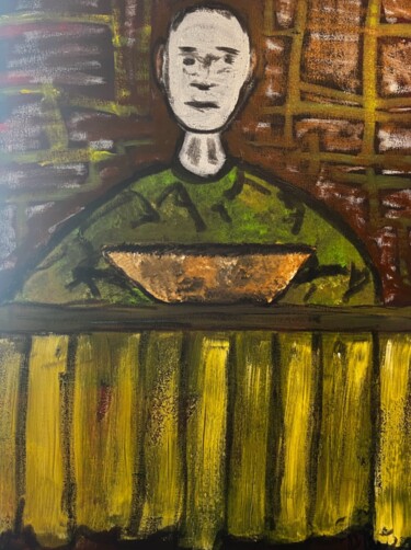 Seul à table Peinture intitulée "Seul à table" par Olivier De Pooter, Œuvre d'art originale, Acrylique