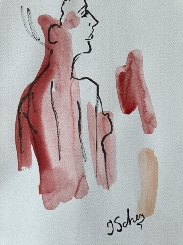 Malerei mit dem Titel "Rotes Licht" von Jana Scherer, Original-Kunstwerk, Acryl