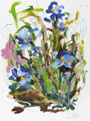 绘画 标题为“Bouquet bleu” 由Chantal Proulx, 原创艺术品, 油
