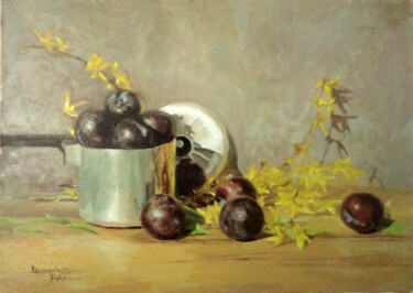 Plums and yellow blossom 绘画 标题为“Plums and yellow bl…” 由Radosveta Zhelyazkova, 原创艺术品, 油