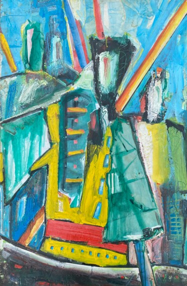 绘画 标题为“Composition 1” 由Jean-François Groisy, 原创艺术品, 丙烯 安装在木板上