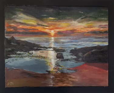 Malarstwo zatytułowany „COUCHER DE SOLEIL B…” autorstwa Christian Garnier, Oryginalna praca, Akryl Zamontowany na Drewniana…