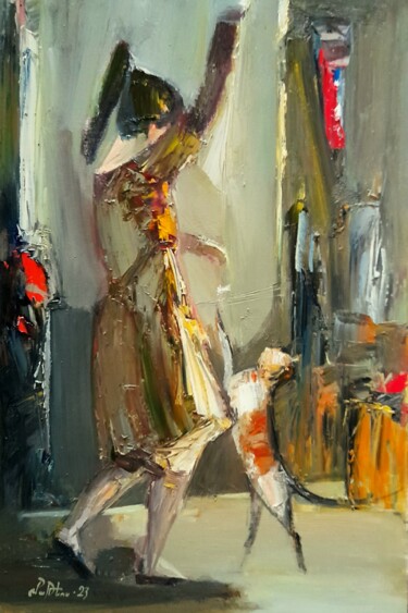 Playing with cat (40x60cm, oil/canvas, abstract portrait) "Playing with cat (4…" başlıklı Tablo Mateos Sargsyan tarafından, Orijinal sanat, Petrol Ahşap Sedye çerçevesi üzerine monte…