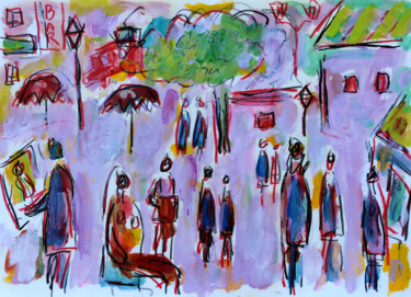 Peinture intitulée "Square des artistes" par Jean Mirre, Œuvre d'art originale, Huile