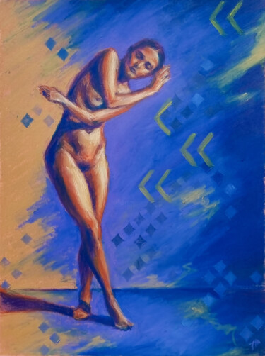 Nude study 0423-04 in oil pastel 图画 标题为“Nude study 0423-04…” 由Artmoods Tp, 原创艺术品, 粉彩