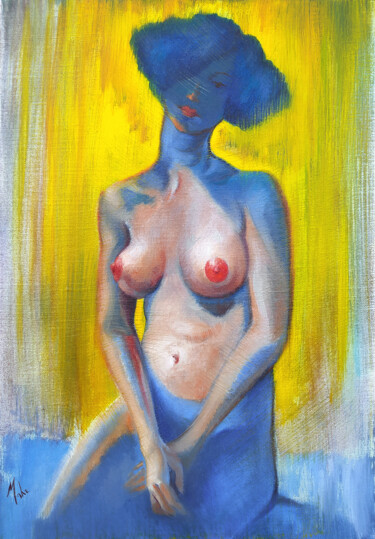 💙A l'ombre des idées bleues 💙In the shadow of blue ideas 绘画 标题为“💙A l'ombre des idée…” 由Isabel Mahe, 原创艺术品, 油 安装在木质担架架上