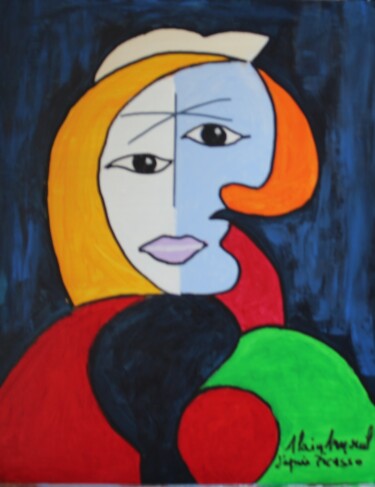 Painting titled "PORTRAIT PICASSIEN" by Alain Arnouil, Original Artwork, Acrylic