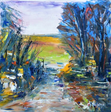 Painting titled "Sortir du bois" by Christian Laspoujas, Original Artwork, Oil