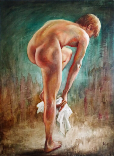 🌅 Baigneur 🌅 Bather Peinture intitulée "🌅 Baigneur 🌅 Bather" par Isabel Mahe, Œuvre d'art originale, Huile Monté sur Châssis en bois