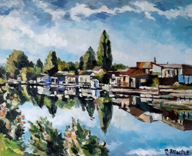 Peinture intitulée "Les maisons de pêch…" par Pascal Brachet, Œuvre d'art originale, Huile