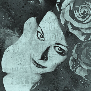 Sick On Sunday I aqua | beautiful lady with roses graffiti p Arte digital titulada "Sick On Sunday I aq…" por Marco Paludet, Obra de arte original, Pintura al aerosol
