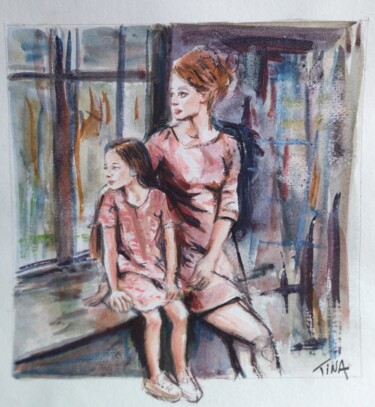 Dessin intitulée "La fenêtre" par Martine Banacer, Œuvre d'art originale, Aquarelle