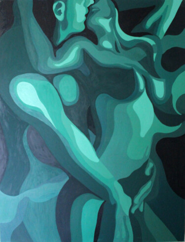 绘画 标题为“love in turquoise” 由Adriana Bogdanova, 原创艺术品, 油