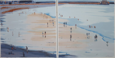 La Digue du Havre (Diptyque) Peinture intitulée "La Digue du Havre (…" par Cathy Doutreligne, Œuvre d'art originale, Acrylique Monté sur Châssis en bois