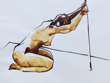 Peinture intitulée "NF27_Agenouillée en…" par Pierre Charpentier, Œuvre d'art originale, Encre
