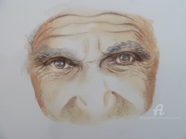 Painting titled "" Regard "" by Solveig Gnéma-Richard, Original Artwork, Watercolor
