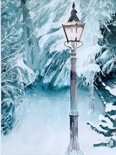 Peinture intitulée "L'arbre dans son ja…" par Pascale Coutoux, Œuvre d'art originale, Aquarelle