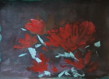 Картина под названием "fleurs rouges 6" - Nizard Dominique, Подлинное произведение искусства, Акрил