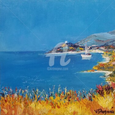 Peinture intitulée "La crique" par Valerie Dragacci, Œuvre d'art originale, Huile Monté sur Châssis en bois