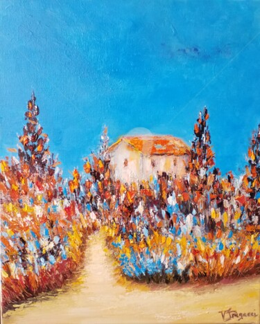 Peinture intitulée "La Casa  corse" par Valerie Dragacci, Œuvre d'art originale, Acrylique Monté sur Châssis en bois
