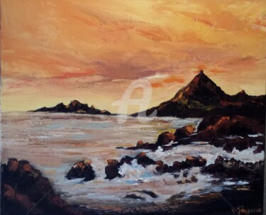 Peinture intitulée "Les Iles Sanguinair…" par Valerie Dragacci, Œuvre d'art originale, Acrylique Monté sur Panneau de bois