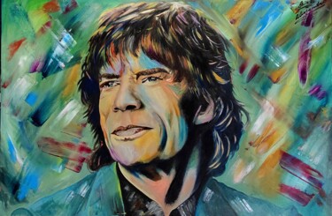 Pittura intitolato "Mick Jagger" da Alessandro Rizzo, Opera d'arte originale, Olio