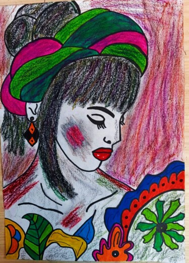 Peinture intitulée "Bohème chic" par Jennifer Bazile, Œuvre d'art originale, Pastel Monté sur artwork_cat.