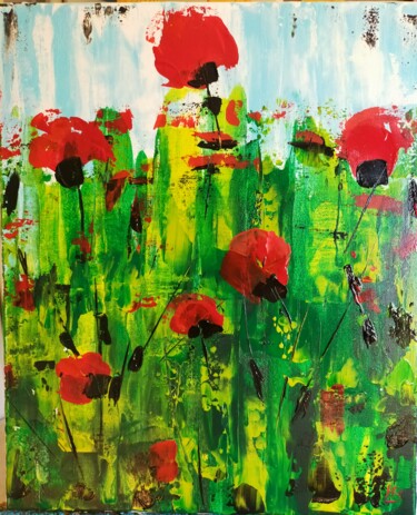 "Coquelicots1" başlıklı Tablo Hubert Bridoux tarafından, Orijinal sanat, Akrilik