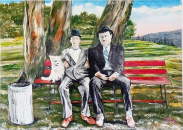 제목이 "LAUREL ET HARDY DAN…"인 미술작품 Christian Garnier로, 원작, 아크릴 나무 들것 프레임에 장착됨