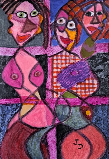 Painting titled "Les 3 Grâces 2023" by Jacques Desvaux (JD), Original Artwork, Acrylic