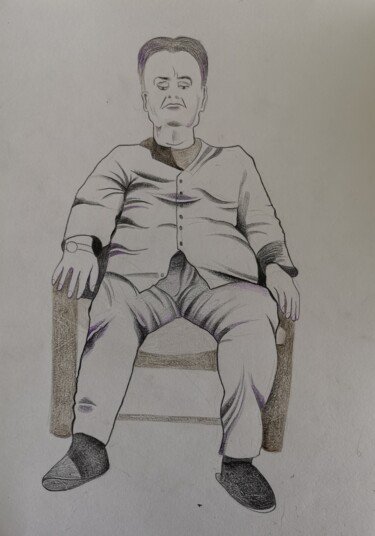 图画 标题为“Man in suit, sitting” 由Lynda Rosemarie Stevens, 原创艺术品, 铅笔