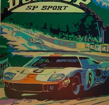 绘画 标题为“Ford GT40 at Le Mans” 由Ludo Knaepkens, 原创艺术品, 丙烯