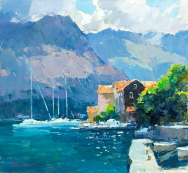 Fresh day. Kotor Bay 绘画 标题为“Fresh day. Kotor Bay” 由Aleksander Kryushyn, 原创艺术品, 油 安装在木质担架架上