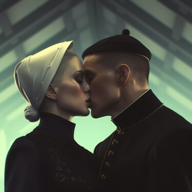 Digitale Kunst getiteld "Secret Kiss" door Wonder Art, Origineel Kunstwerk, 2D Digital Work