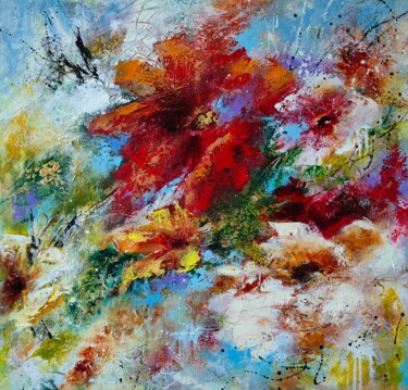 "Vibrant Blossoms" from "Colours of Summer" collection 绘画 标题为“"Vibrant Blossoms"…” 由Vera Hoi, 原创艺术品, 丙烯 安装在木质担架架上