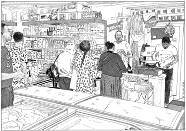 Dessin intitulée "Saveurs d'ailleurs,…" par Pascal Tavarner, Œuvre d'art originale, Encre