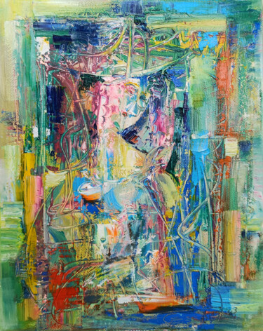 Abstract portrait - near the window (24x30cm oil/canvas, rea 绘画 标题为“Abstract portrait -…” 由Seyran, 原创艺术品, 油 安装在木质担架架上