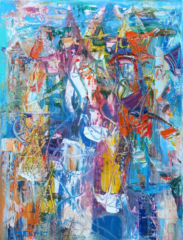 The clowns (18x24cm, oil painting, ready to hang) 绘画 标题为“The clowns (18x24cm…” 由Seyran, 原创艺术品, 油 安装在木质担架架上