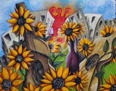 绘画 标题为“Sunflower Melodies” 由Helene, 原创艺术品, 丙烯