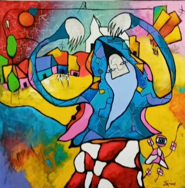 Peinture intitulée "Nos rives réconcili…" par Claude Lépine, Œuvre d'art originale, Acrylique