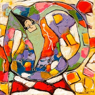 Peinture intitulée "Les mains derriere…" par Claude Lépine, Œuvre d'art originale, Acrylique Monté sur Châssis en bois