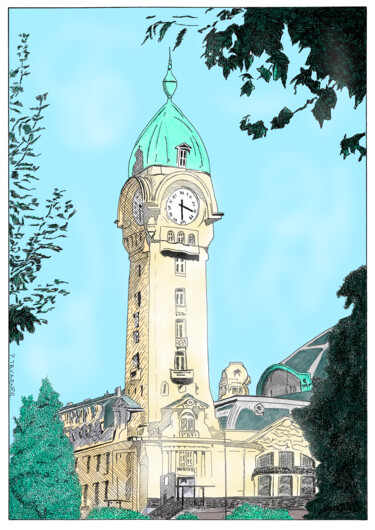 Digital Arts titled "Gare de Limoges Bén…" by Pascal Tavarner, Original Artwork, Ink