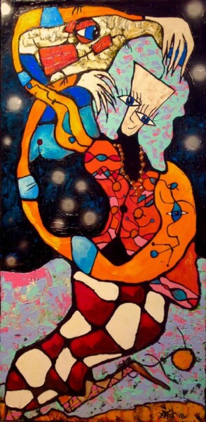 Peinture intitulée "Née sous une pluie…" par Claude Lépine, Œuvre d'art originale, Acrylique