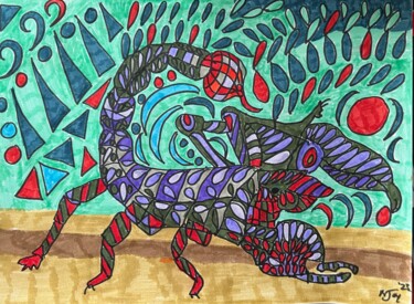 Drawing titled "Brilliant Scorpio" by Njoy, Original Artwork, Gel pen