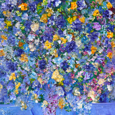 Painting titled "UN BOUQUET SUR TABLE" by Philippe Ceulemans, Original Artwork, Oil