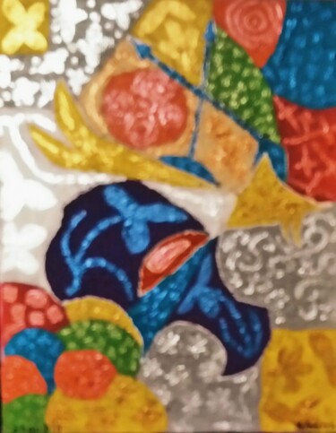 제목이 "Psychedelic ,bouddh…"인 미술작품 Claudie Savelli (CLAUDIO)로, 원작, 아크릴 나무 들것 프레임에 장착됨