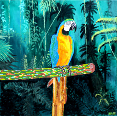 L'art rassemble dans la jungle Peinture intitulée "L'art rassemble dan…" par Pascal Poutchnine, Œuvre d'art originale, Acrylique Monté sur Châssis en bois