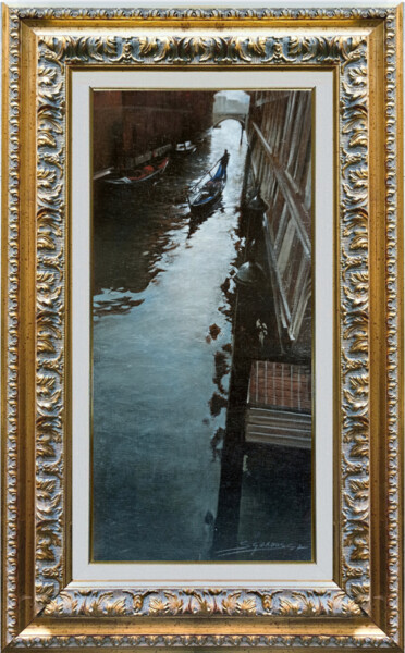 Under the Bridge of Sighs - Venice painting Schilderij getiteld "Under the Bridge of…" door Antonio Sgarbossa, Origineel Kunstwerk, Olie Gemonteerd op Houten paneel